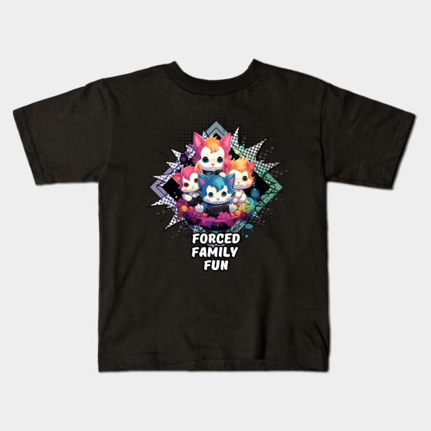 Forced Family Fun - Gamer Cat Kids T-Shirt by MaystarUniverse